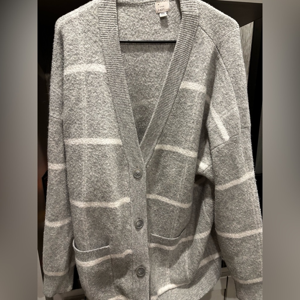 a new day Gray and White Cardigan Sweaters